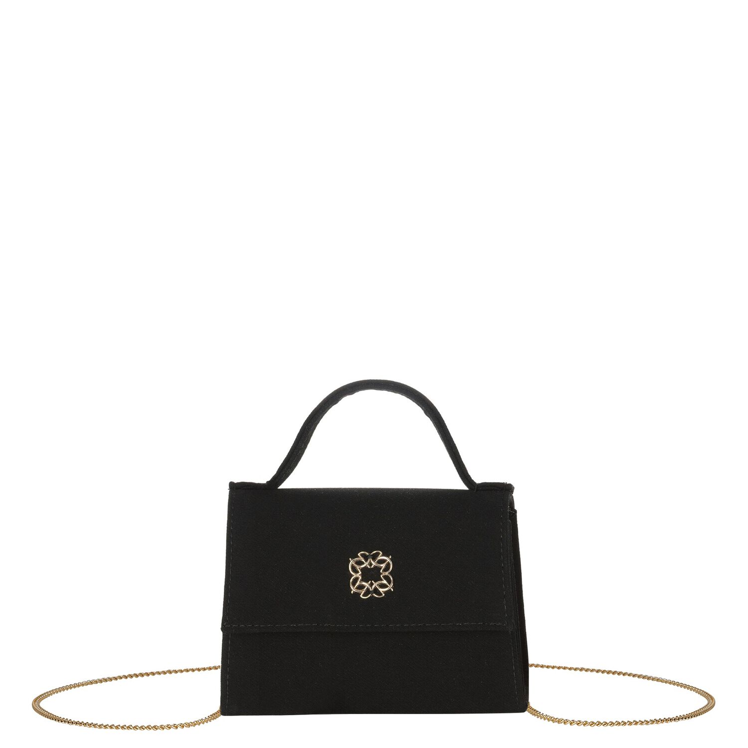 Girls Black Satin Handbag, 2, hi-res