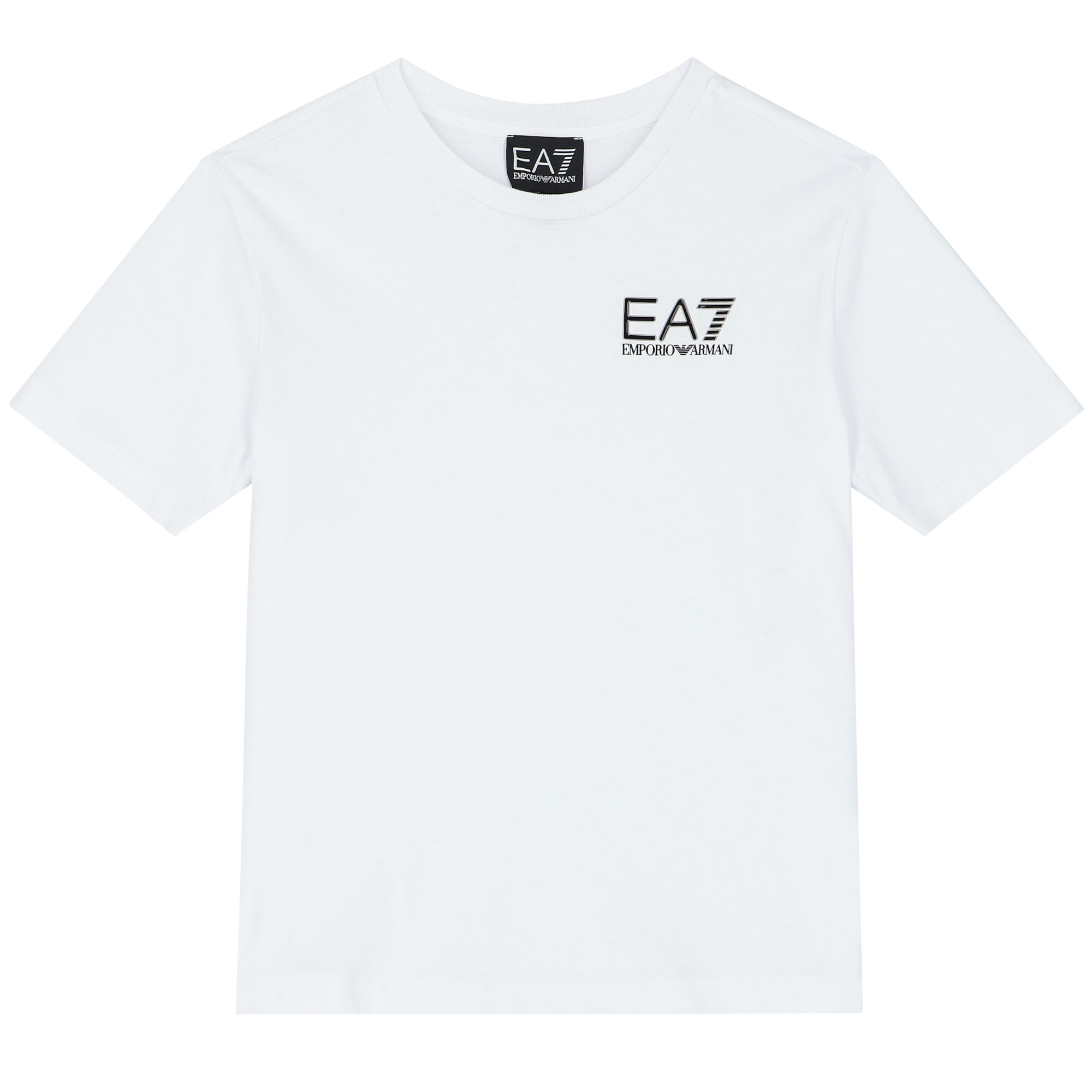 EA7 Emporio Armani Boys White Logo T Shirt Junior Couture UAE