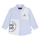 Younger Boys Blue & White Logo Shirt, 1, hi-res