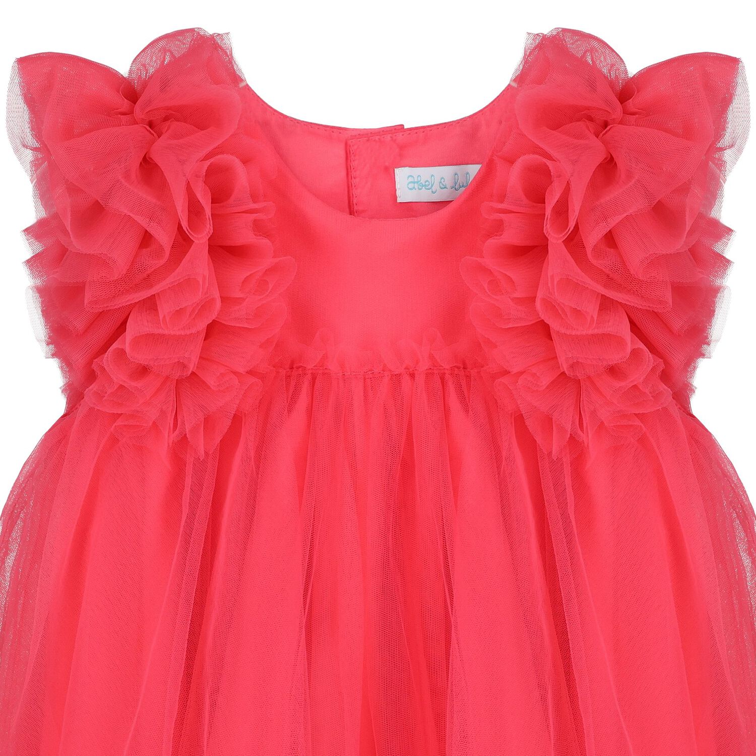 Younger Girls Red Ruffled Tulle Dress, 1, hi-res image number null