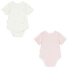 Baby Girls White & Pink Bodysuits ( 2-Pack ), 2, hi-res