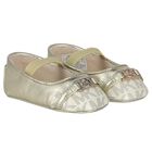 حذاء بنات ما قبل المشى بالشعار باللون الذهبي, 1, hi-res