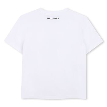 Girls White Reversible Sequin Choupette T-Shirt