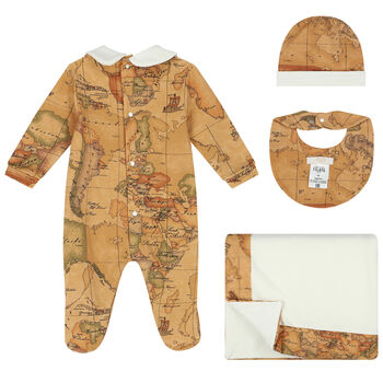 Beige & Ivory Geo Map Babygrow Gift Set