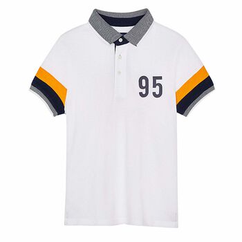 Boys White Cotton Polo Shirt