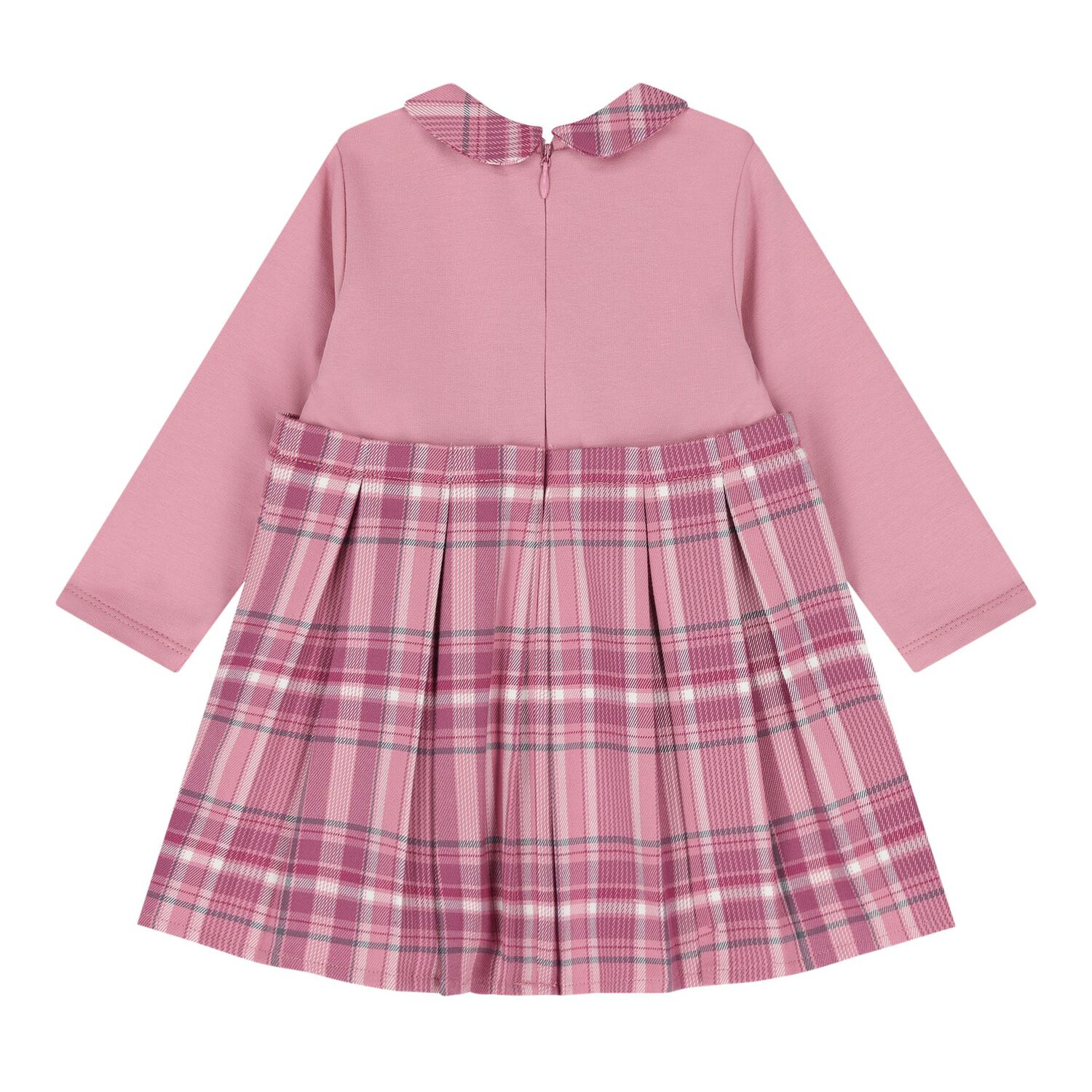 Baby Girls Pink Tartan Dress, 1, hi-res