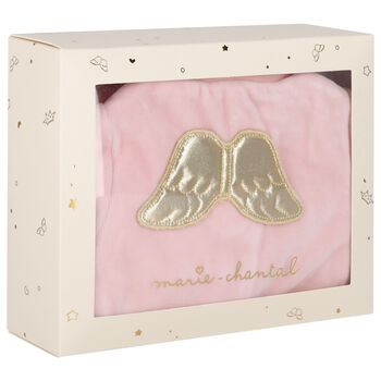 Baby Girls Pink Wings Velour Babygrow