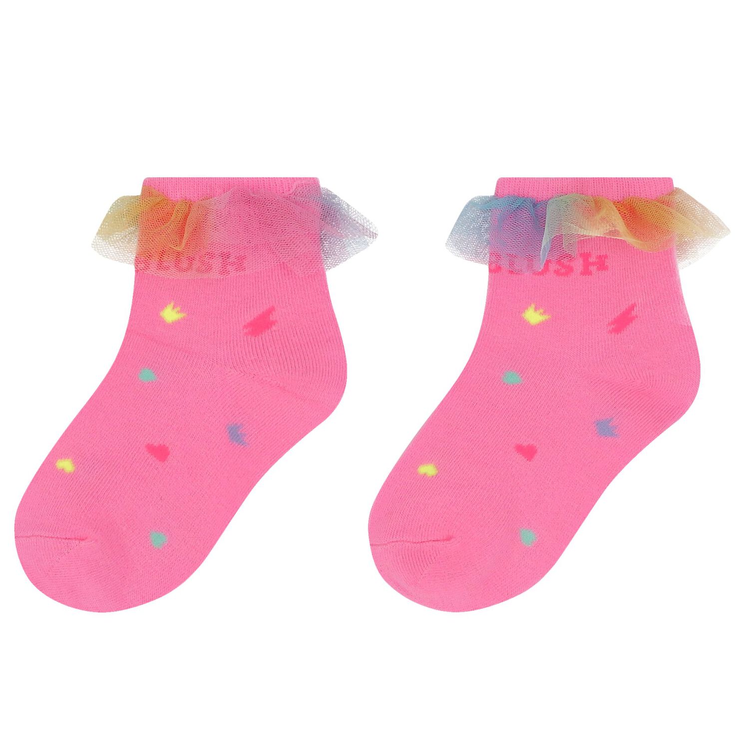 Girls Pink Logo Socks, 1, hi-res