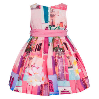 Girls Pink Printed Dress