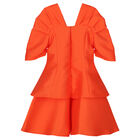 Girls Orange Flared Dress, 1, hi-res