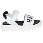 White & Black Logo Sandals, 1, hi-res