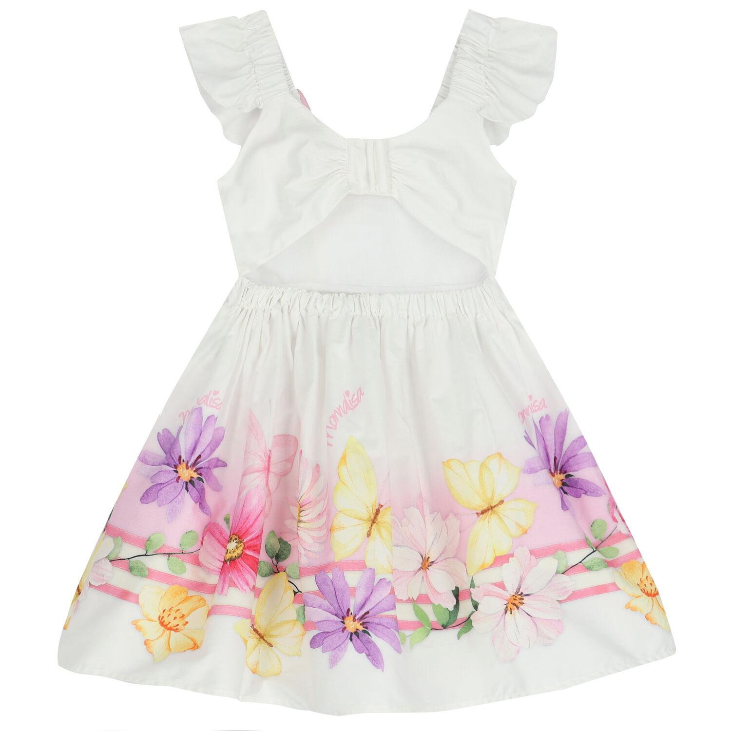 فستان بنات بطبعة الزهور باللون الابيض, 1, hi-res