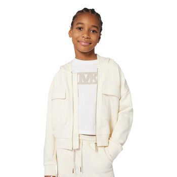 Girls White Logo Long Sleeve Top