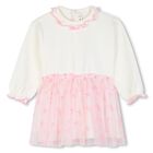 Younger Girls Ivory & Pink Bow Tulle Dress, 1, hi-res