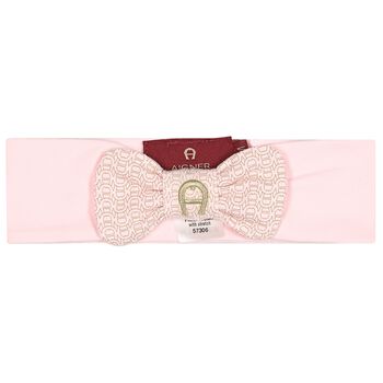 Baby Girls Pink & Gold Bow Logo Headband