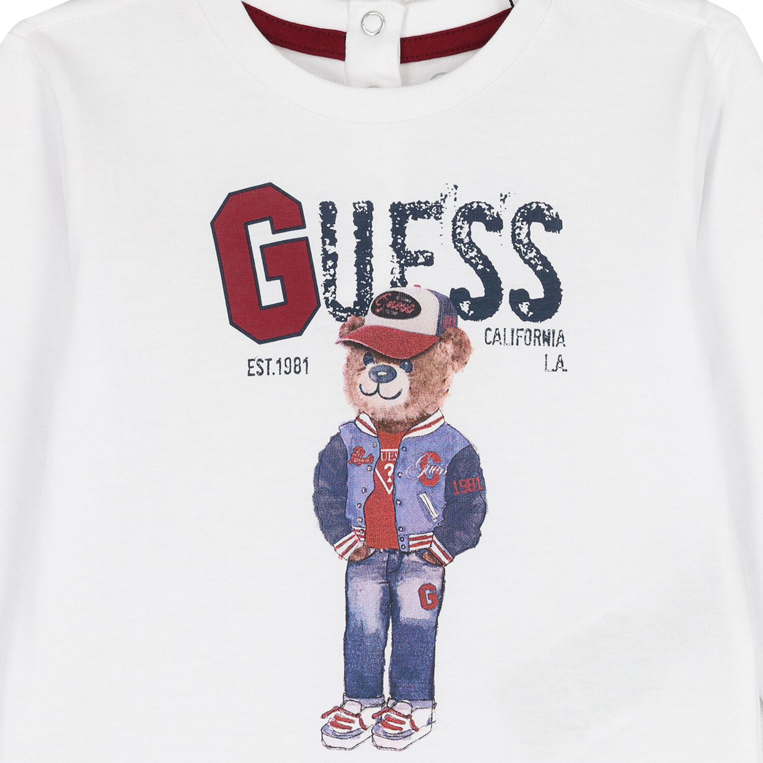 Baby Boys White Teddy Bear Logo Long Sleeve Top, 2, hi-res