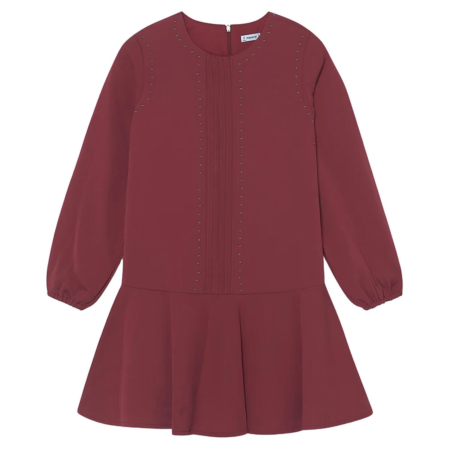 Girls Burgundy Studded Dress, 2, hi-res