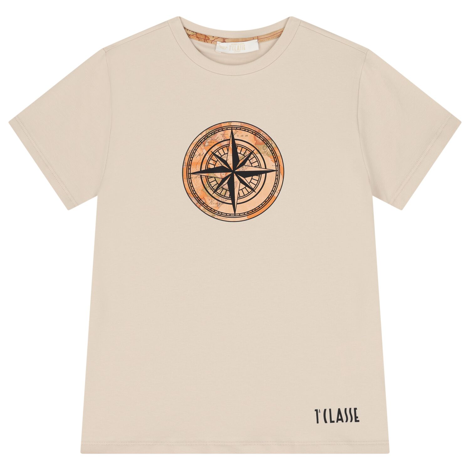 Boys Beige Compass Geo Map T-Shirt, 1, hi-res