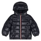 Younger Boys Navy Blue Logo Puffer Jacket, 1, hi-res