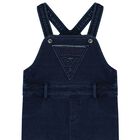 Baby Boys Navy Blue Logo Denim Dungarees, 1, hi-res