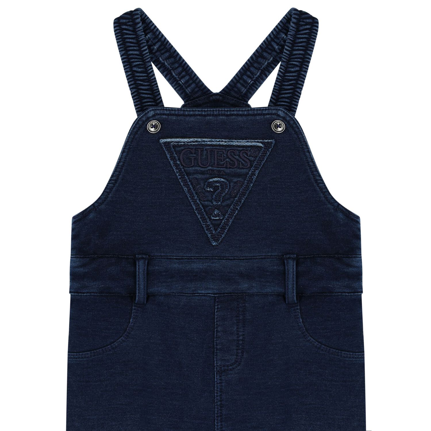 Baby Boys Navy Blue Logo Denim Dungarees, 1, hi-res
