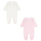 Baby Girls Pink & White Babygrows ( 2 Pack ), 1, hi-res