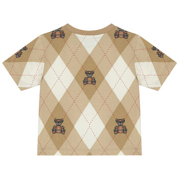 Beige Argyle Check T-Shirt