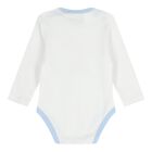 Baby Boys Blue & White Teddy Bear Logo Bodysuit Set, 2, hi-res