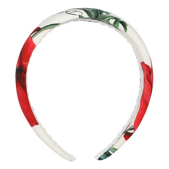 Girls White & Red Poppy Headband