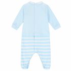 Baby Boys Blue & White Striped Babygrow, 1, hi-res