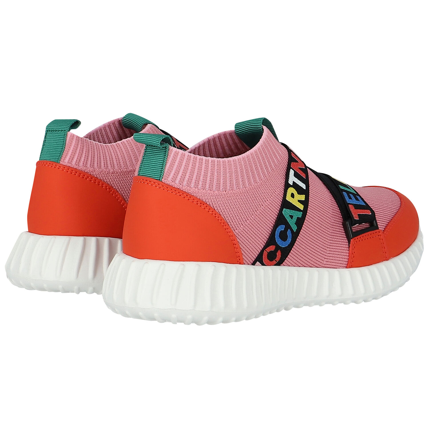 Girls Pink & Orange Sock Trainers, 1, hi-res