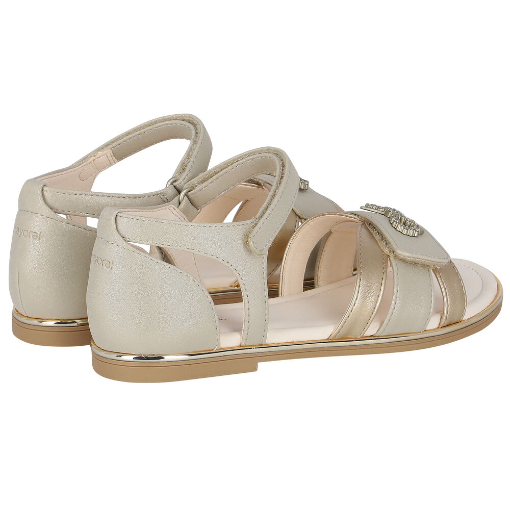 Mayoral Girls Metallic Gold Diamante Sandals Junior Couture UAE