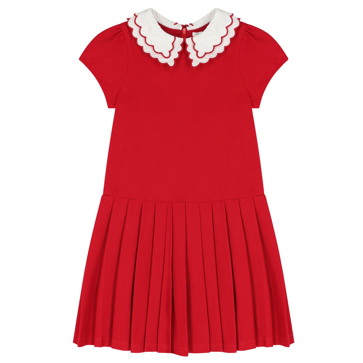 Girls Red Pleated Dress, 2, hi-res