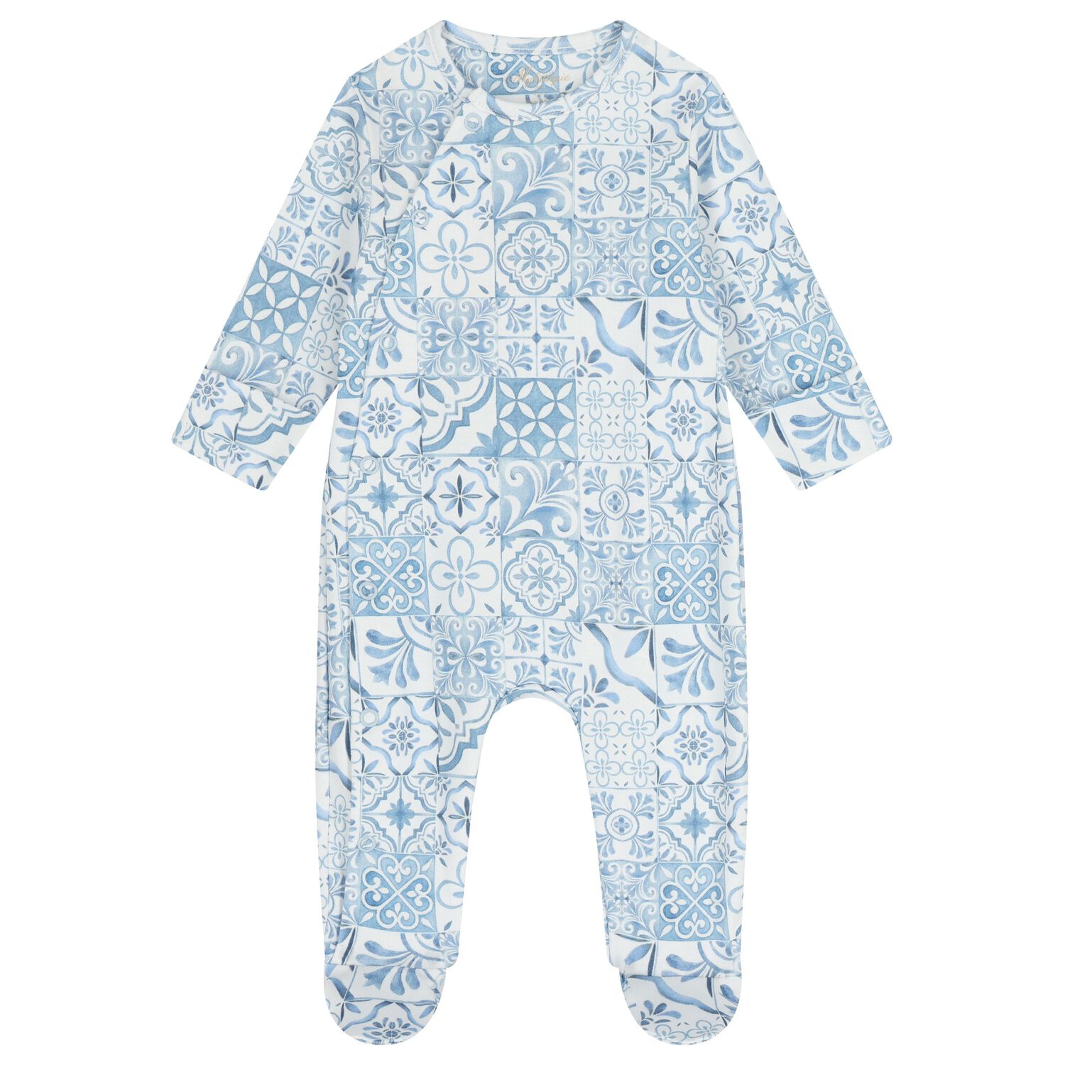 Baby Boys Blue & White Babygrow, 1, hi-res