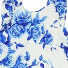 Girls White & Blue Floral Swimsuit, 1, hi-res