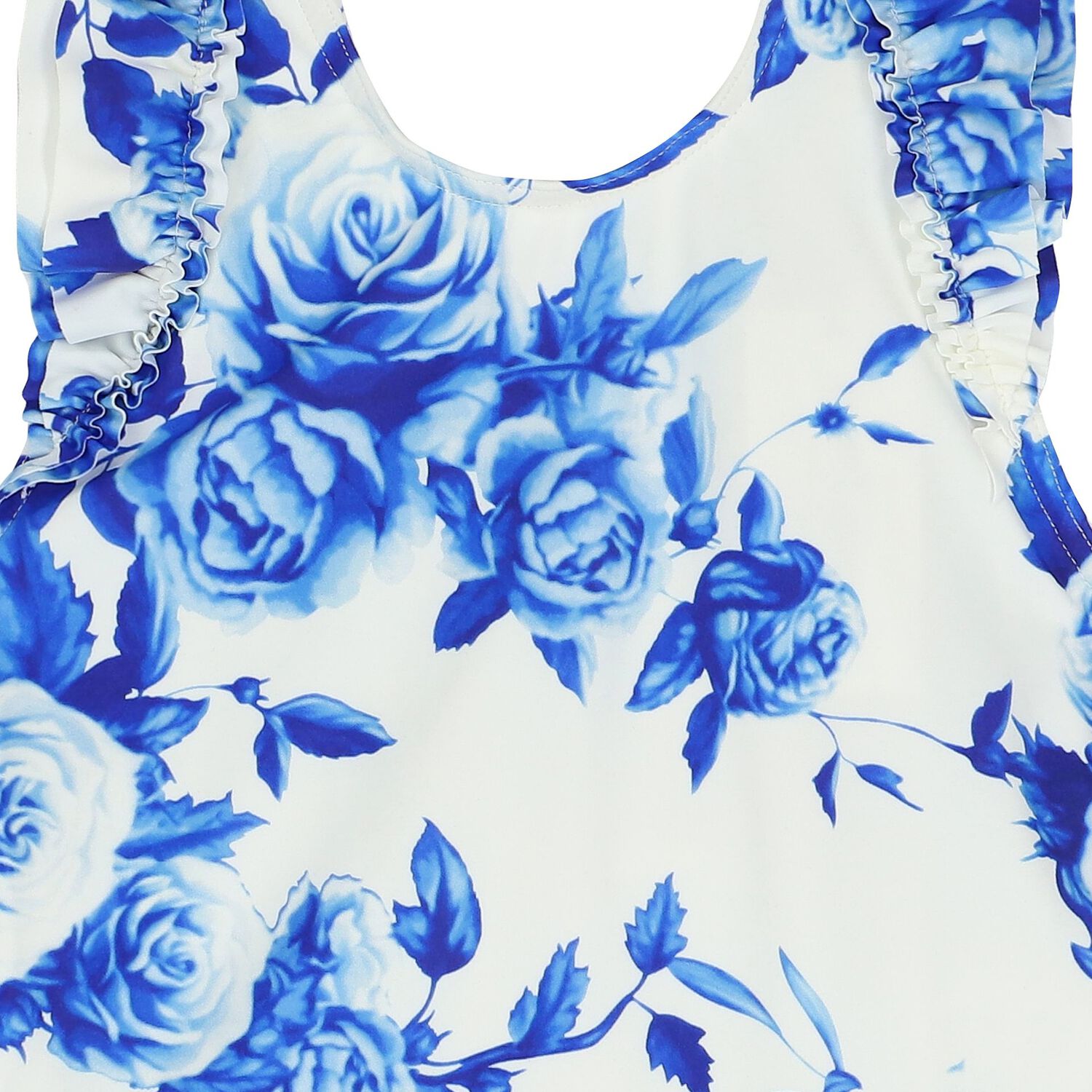 Girls White & Blue Floral Swimsuit, 1, hi-res image number null