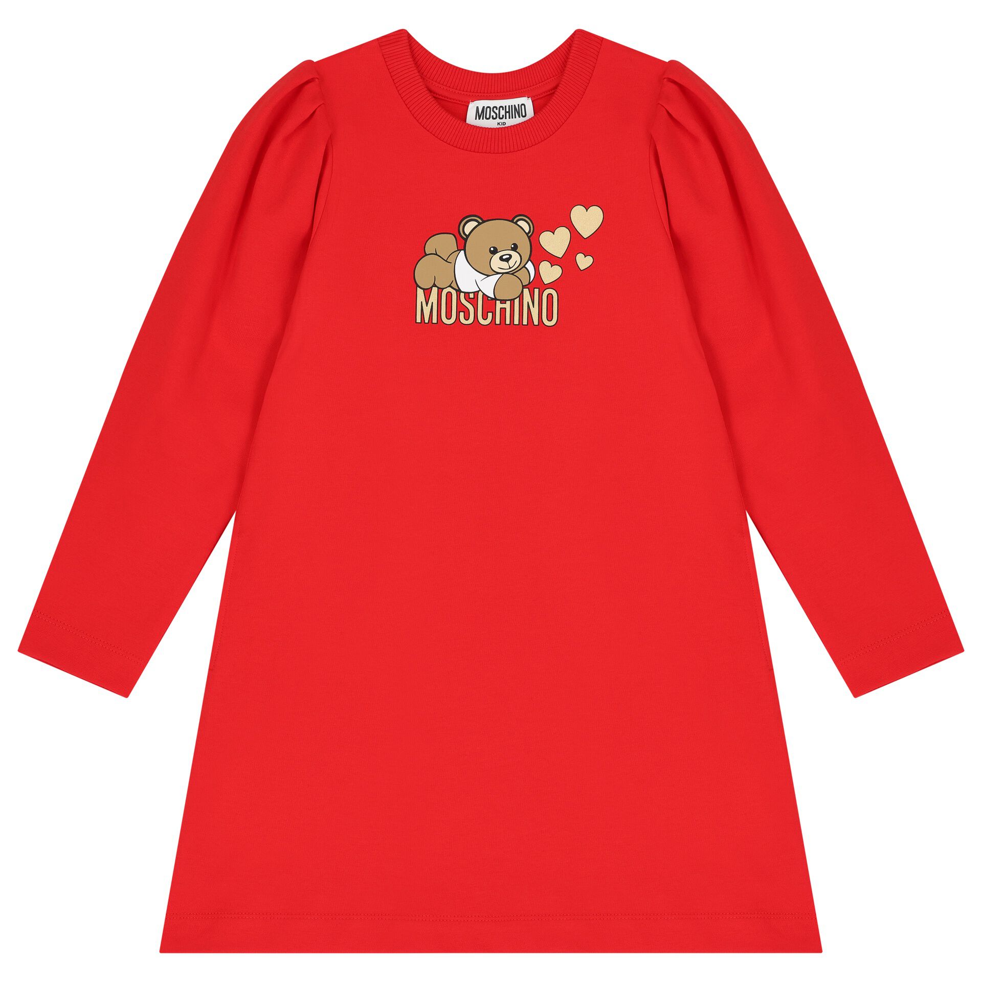 Moschino Girls Red Teddy Bear Logo Dress Junior Couture UAE