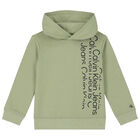 Boys Green Logo Hooded Top, 1, hi-res