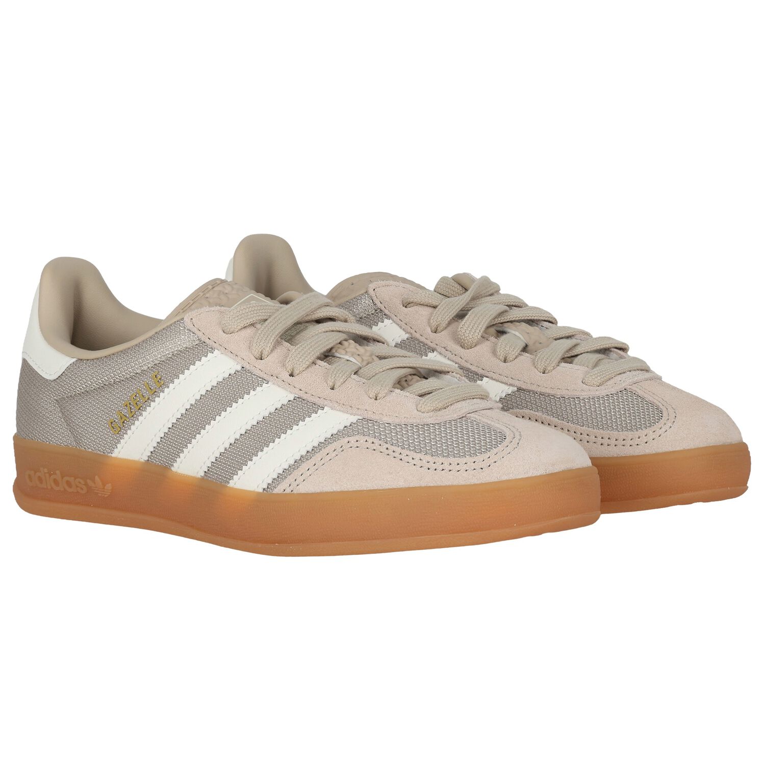 Beige & White Gazelle Trainers , 1, hi-res