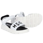 White & Black Logo Sandals, 1, hi-res