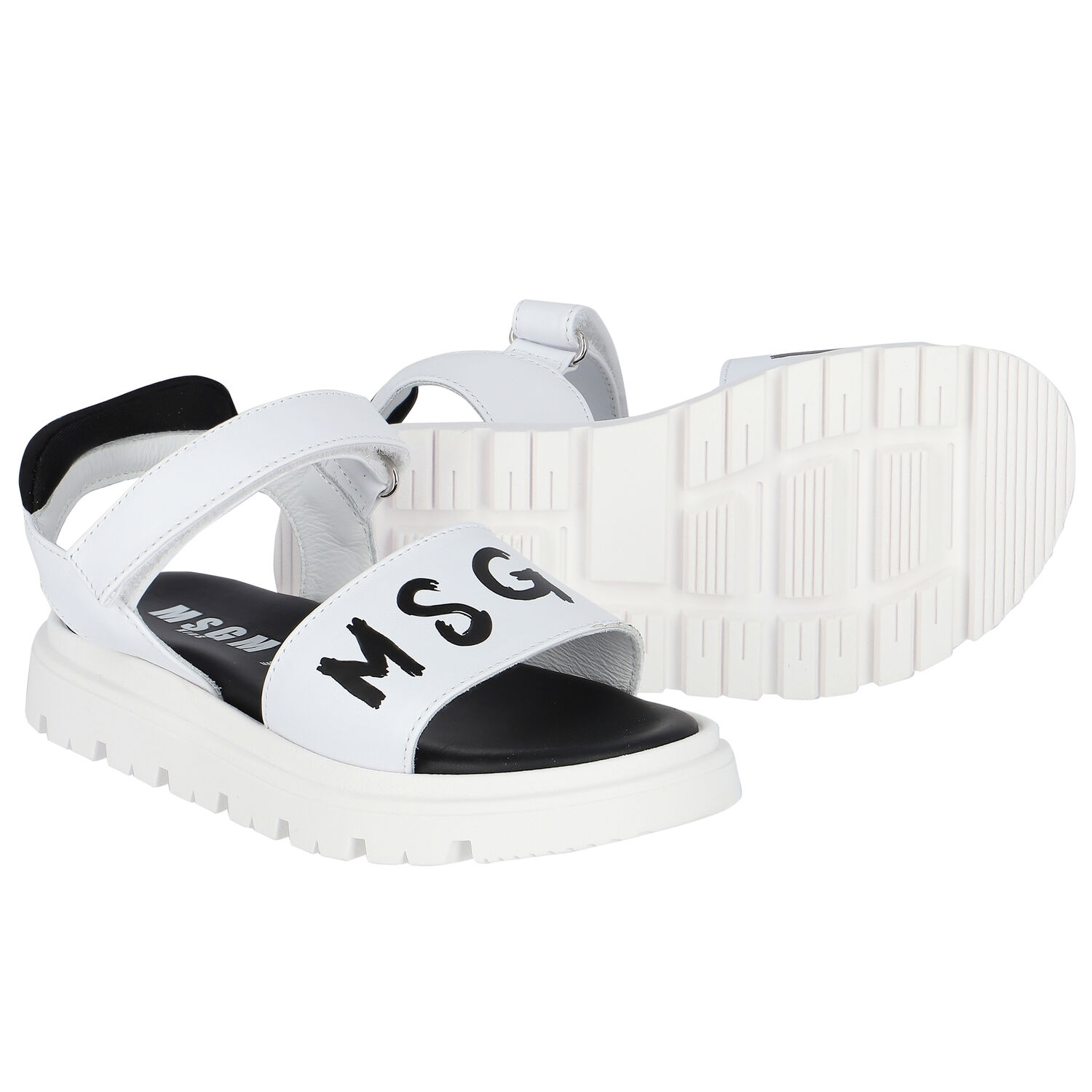 White & Black Logo Sandals, 1, hi-res image number null