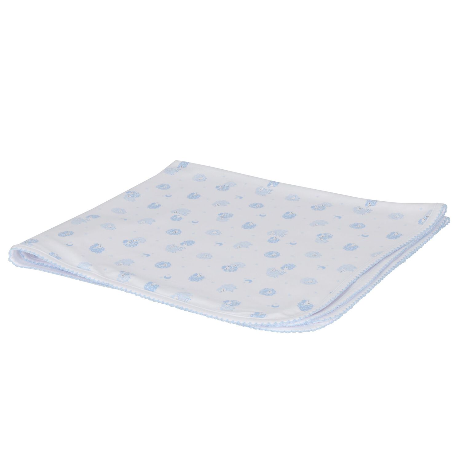 Baby Boys White & Blue Sheep Blanket, 1, hi-res