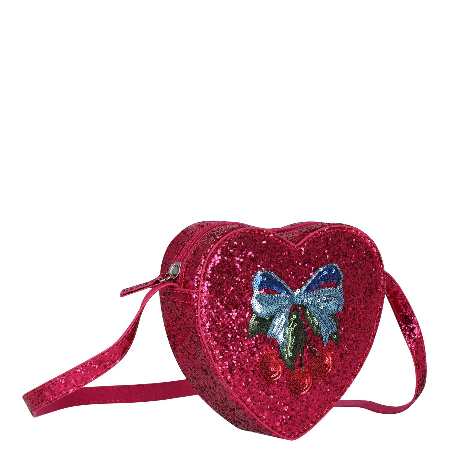Girls Pink Bow & Cherry Handbag, 1, hi-res