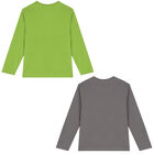 Boys Grey & Green Long Sleeve Top ( 2-Pack ), 1, hi-res