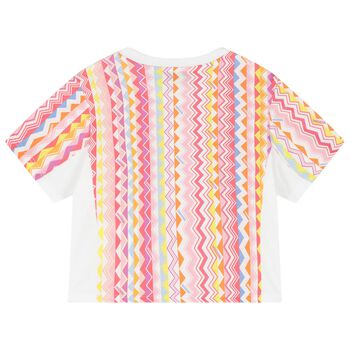 Girls White & Pink Zig Zag T-Shirt