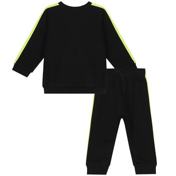 بدلة رياضية بالشعار باللون الأسود والأخضر للأولاد
