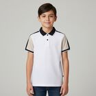 Boys White Colourblock Polo Shirt, 1, hi-res