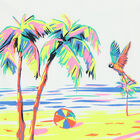 تيشيرت بطبعة أشجار نخيل باللون الابيض للبنات, 1, hi-res