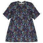 فستان بنات بالشعار باللون الكحلي, 1, hi-res