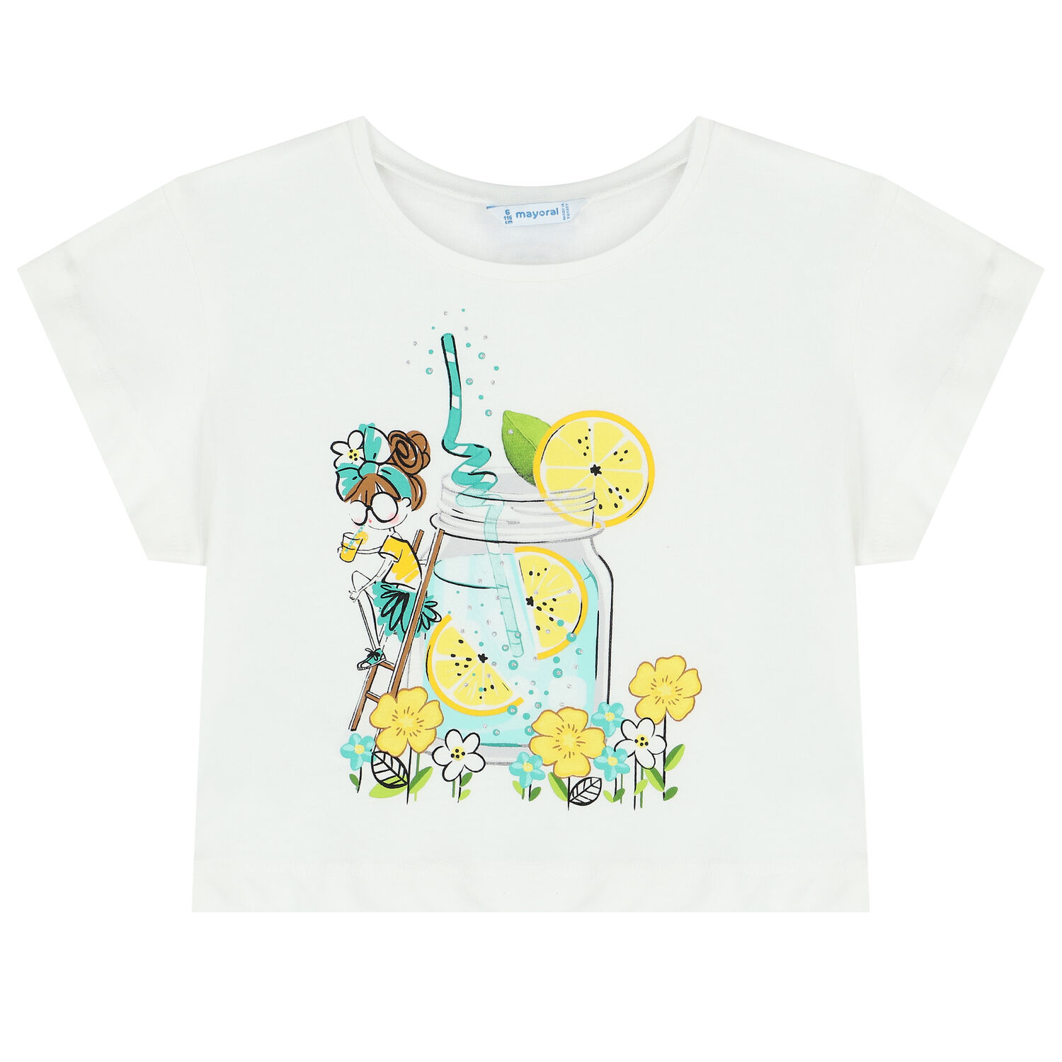 Girls Ivory & Yellow Shorts Set, 2, hi-res image number null